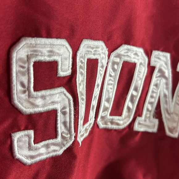 🏈 Vintage OKLAHOMA SOONERS Embroidered Fleece Lined Pullover Windbreaker Jacket - Picture 5 of 11